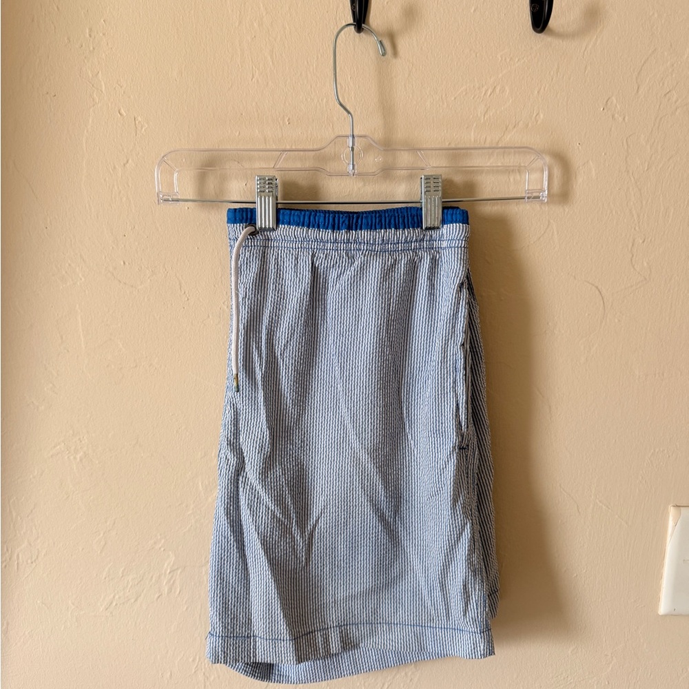 Men’s Blue and White Seersucker Swimsuit